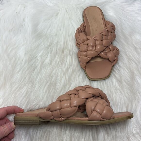 Vionic Kalina Women's Slide Braided Macaroon Leather Sandals Sz 8.5 - Picture 2 of 7